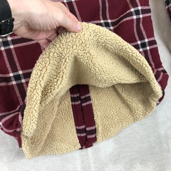 Wrangler Mens Shirt Jacket Small Flannel Red Plaid Sherpa Lined Warm Cozy Winter - Picture 8 of 12